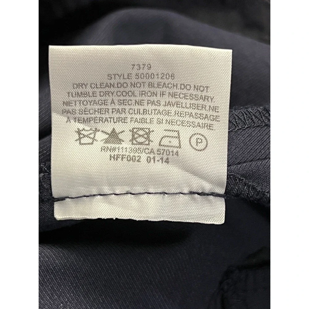 Tory Burch Trousers Pants‎ Women 2 Navy Blue Side Zip Gold Logo Stretch Preppy